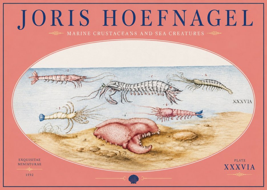 Joris Hoefnagel Marine Crustaceans and Sea Creature No4 - Poszter
