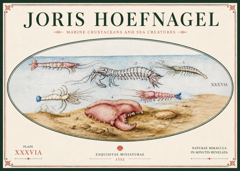 Joris Hoefnagel Marine Crustaceans and Sea Creature No6 - Poszter