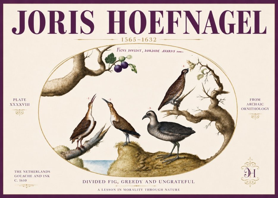 Joris Hoefnagel Birds from the Four Parts of the World No6 - Poszter