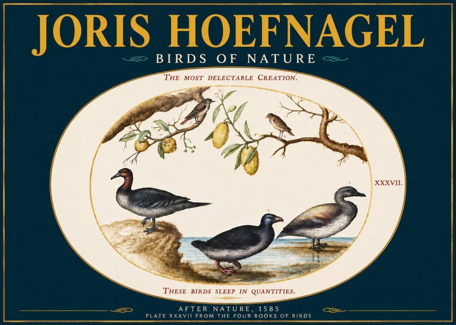 Joris Hoefnagel Plate Xxxvii from the Four Books of Birds No4 - Poszter