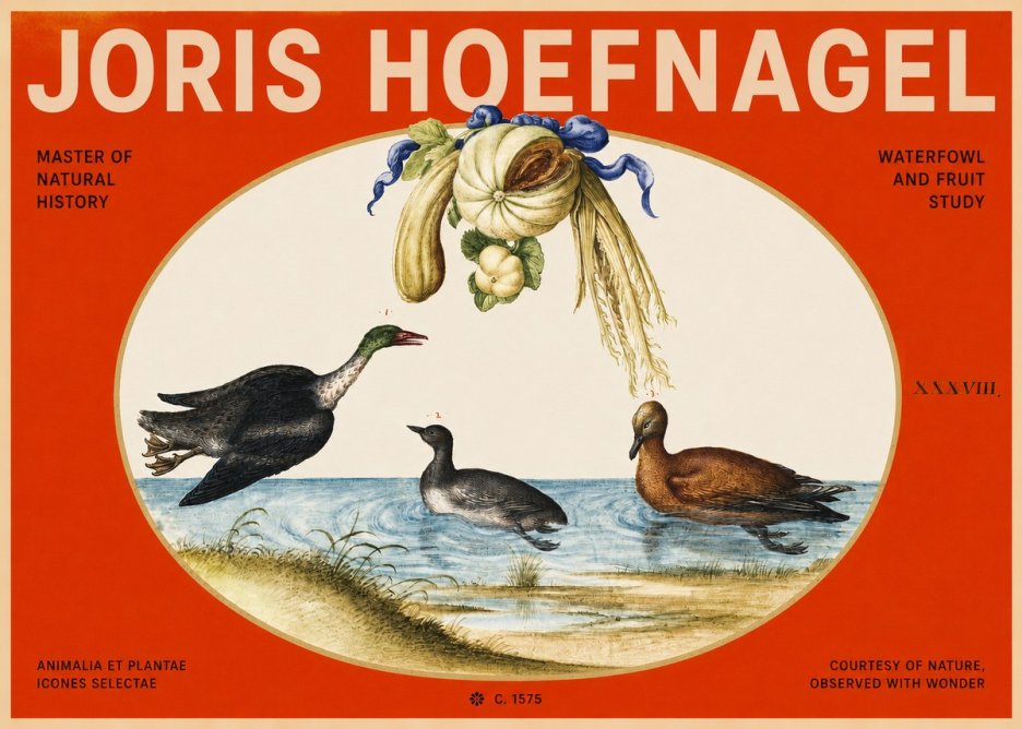 Joris Hoefnagel Waterfowl and Fruit Study No2 - Poszter