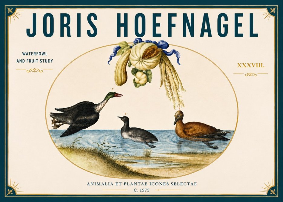 Joris Hoefnagel Waterfowl and Fruit Study No5 - Poszter