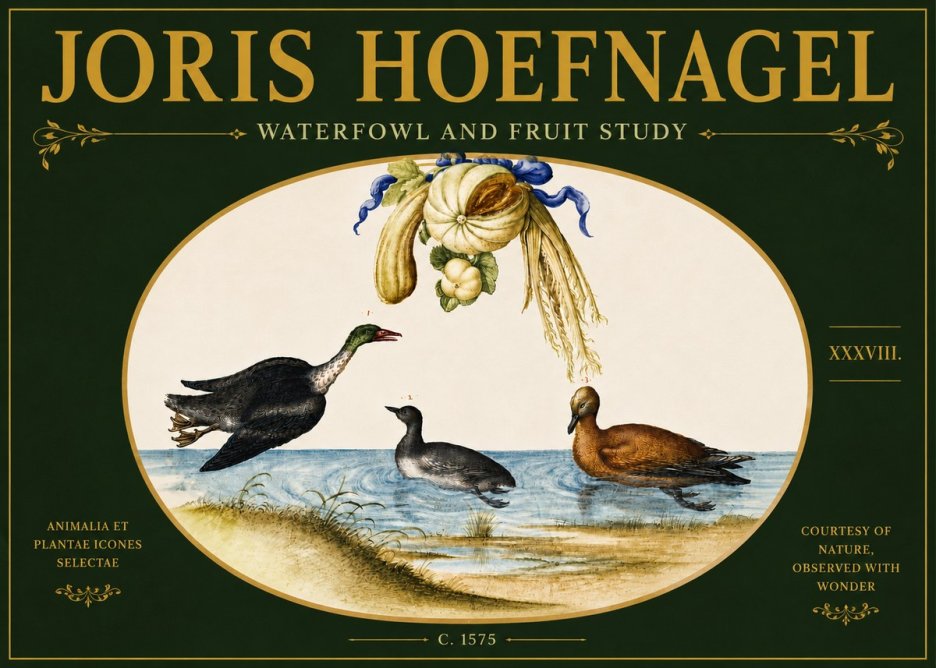 Joris Hoefnagel Waterfowl and Fruit Study No6 - Poszter