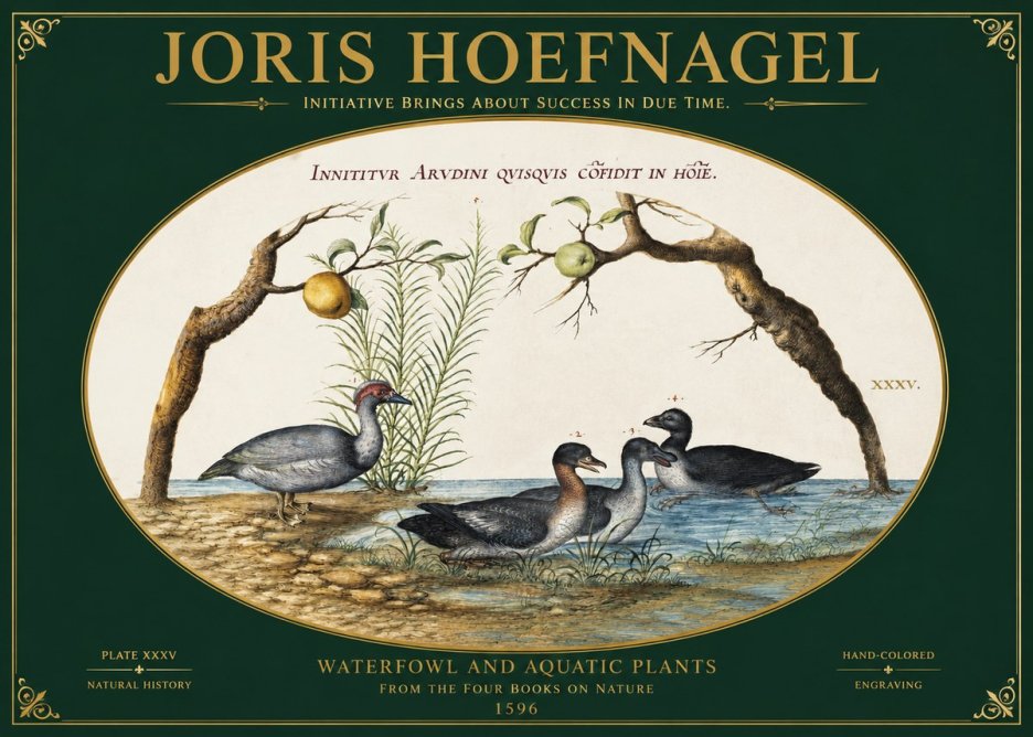 Joris Hoefnagel Waterfowl and Aquatic Plants No2 - Poszter