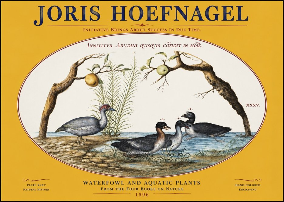 Joris Hoefnagel Waterfowl and Aquatic Plants No3 - Poszter