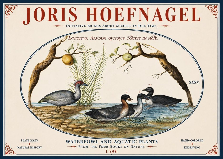 Joris Hoefnagel Waterfowl and Aquatic Plants No5 - Poszter