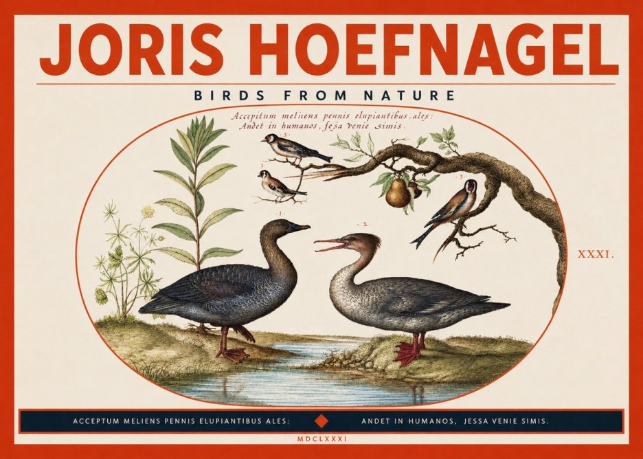 Joris Hoefnagel Acceptiem Meliens Pennis Fupidantibus Ales No4 - Poszter