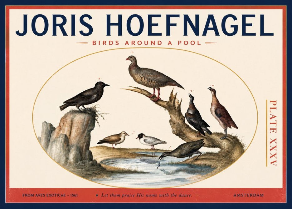 Joris Hoefnagel Birds Around a Pool No2 - Poszter