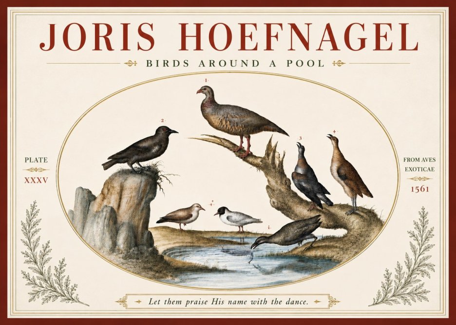 Joris Hoefnagel Birds Around a Pool No4 - Poszter
