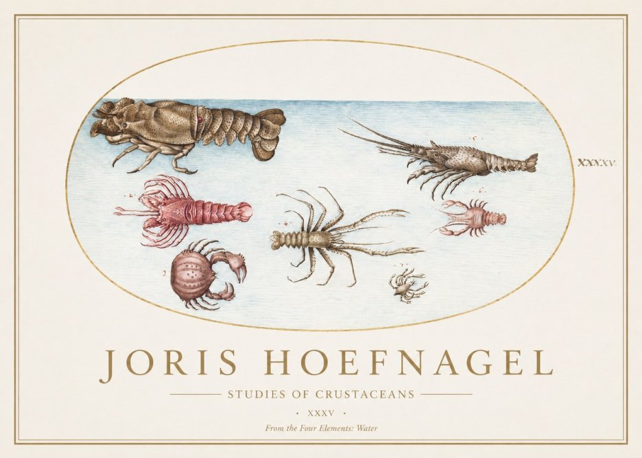 Joris Hoefnagel Studies of Crustaceans No1 - Poszter