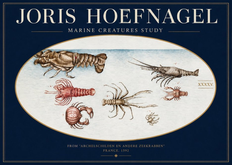 Joris Hoefnagel Studies of Crustaceans No4 - Poszter
