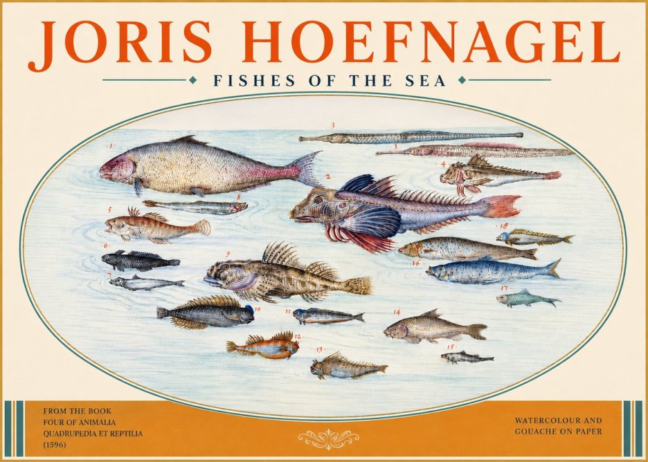 Joris Hoefnagel Fishes of the Sea III No3 - Poszter