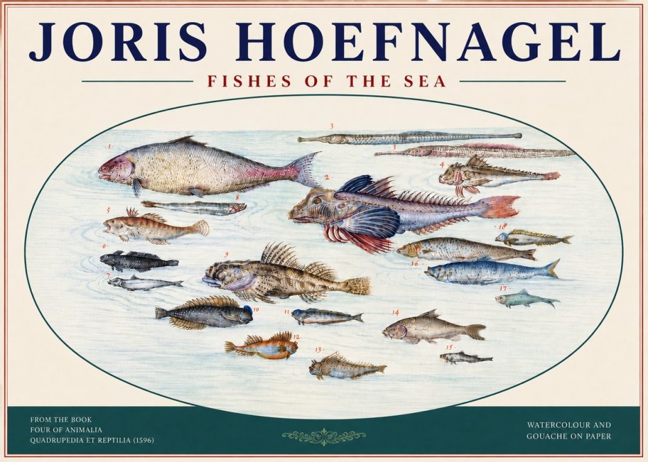 Joris Hoefnagel Fishes of the Sea III No4 - Poszter