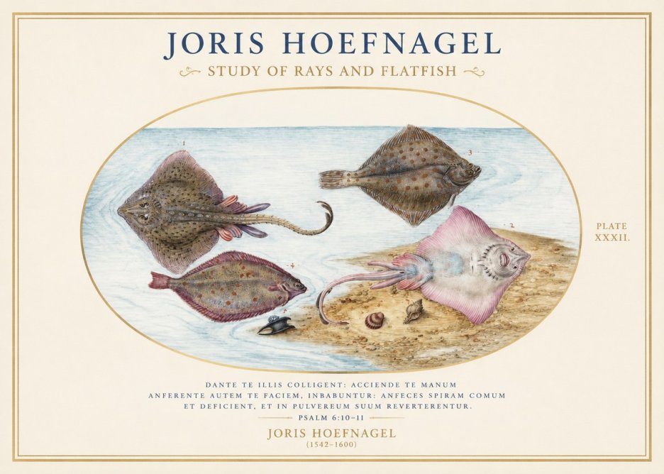 Joris Hoefnagel Study of Rays and Flatfish No1 - Poszter