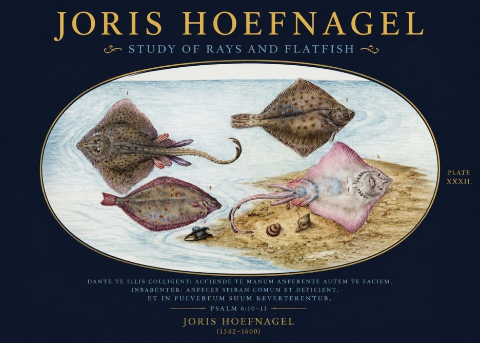 Joris Hoefnagel Study of Rays and Flatfish No2 - Poszter