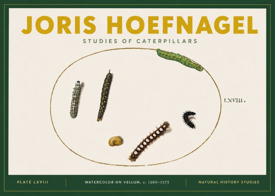 Joris Hoefnagel Studies of Caterpillars No4 - Poszter