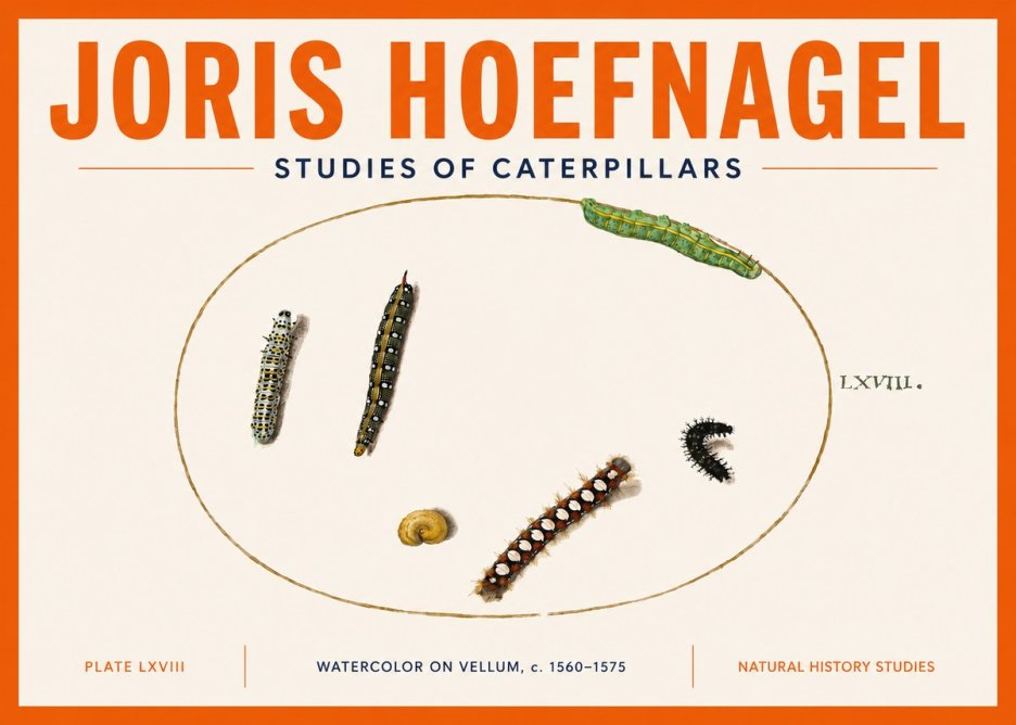 Joris Hoefnagel Studies of Caterpillars No5 - Poszter