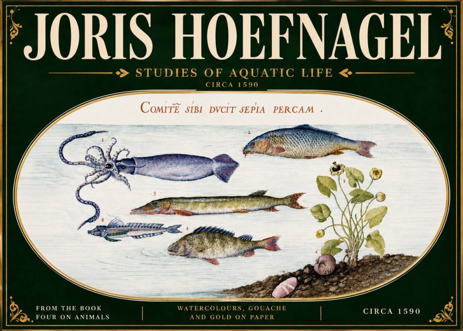 Joris Hoefnagel Comitẽ Sibi Ducit Sepia Percam. No6 - Poszter
