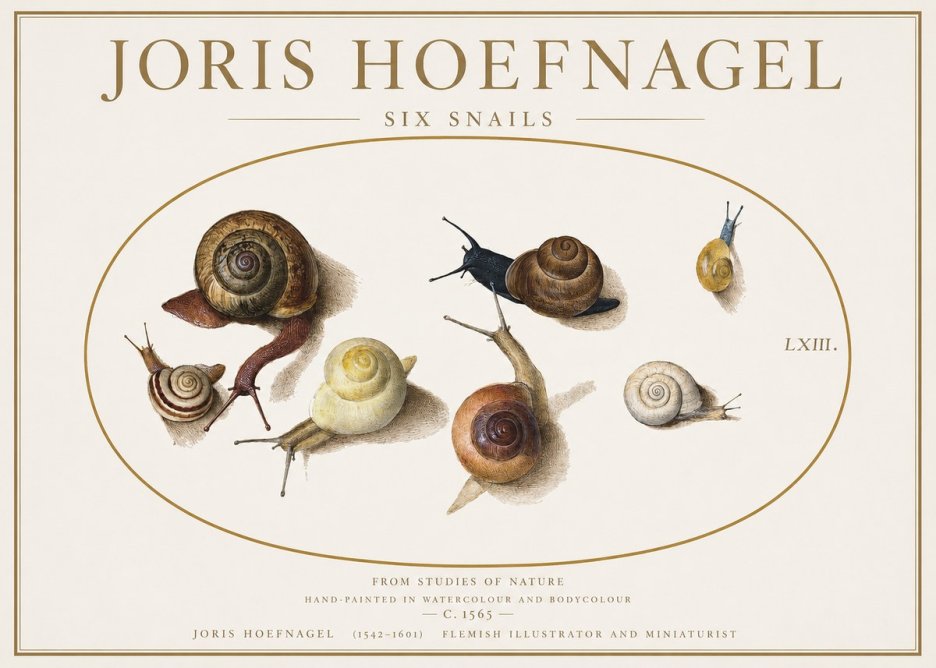 Joris Hoefnagel Six Snails No1 - Poszter