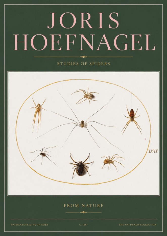 Joris Hoefnagel Studies of Spiders from Nature No2 - Poszter
