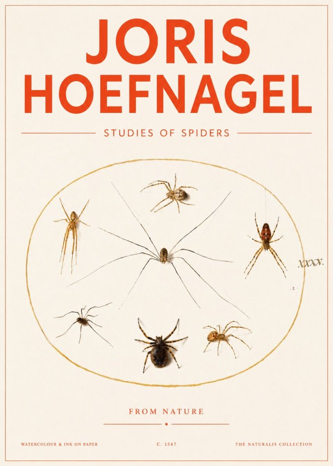 Joris Hoefnagel Studies of Spiders from Nature No3 - Poszter