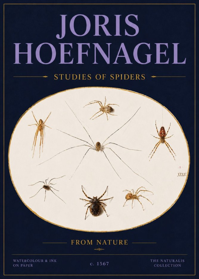 Joris Hoefnagel Studies of Spiders from Nature No4 - Poszter