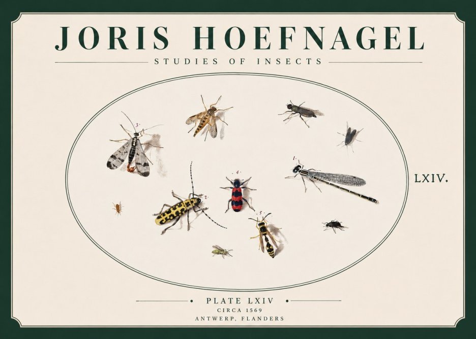 Joris Hoefnagel Studies of Insects - Plate Lxiv No3 - Poszter