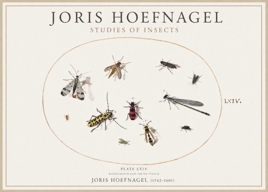 Joris Hoefnagel Studies of Insects - Plate Lxiv No4 - Poszter