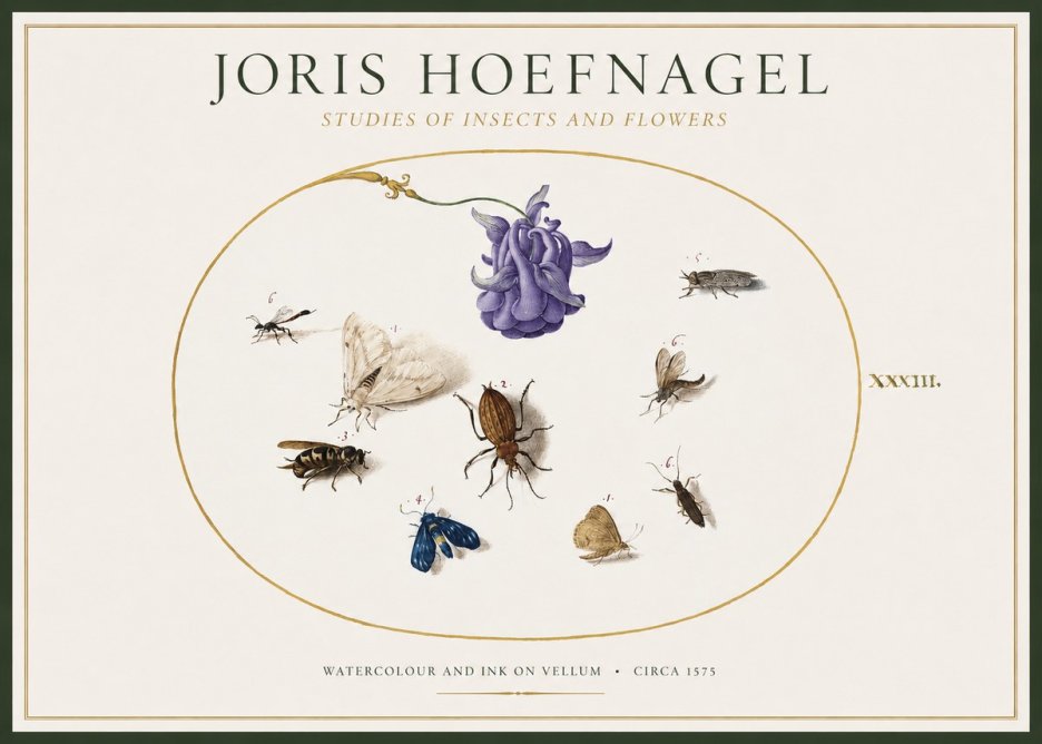 Joris Hoefnagel Studies of Insects and Flowers No1 - Poszter