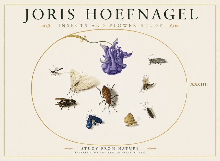 Joris Hoefnagel Studies of Insects and Flowers No2 - Poszter