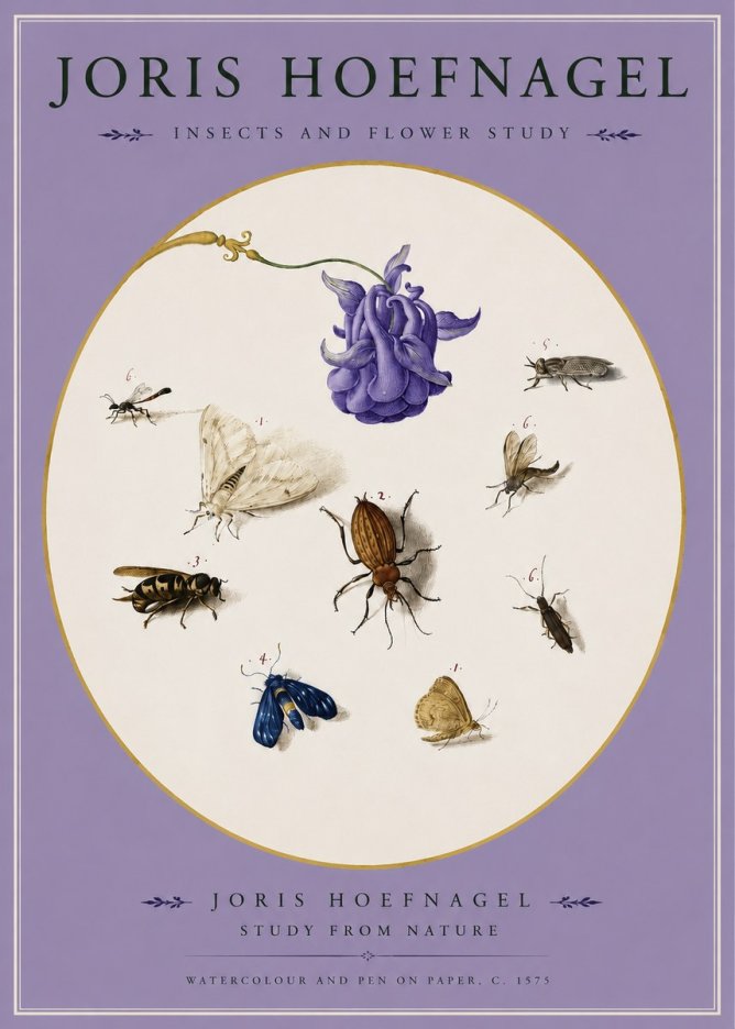 Joris Hoefnagel Studies of Insects and Flowers No3 - Poszter