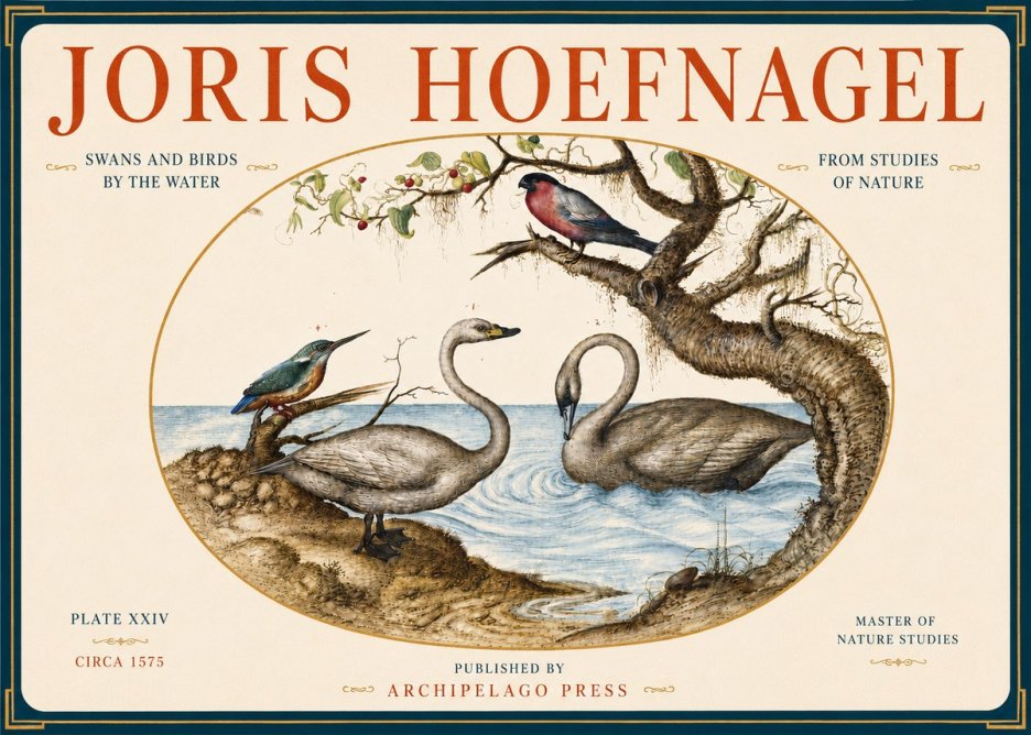 Joris Hoefnagel Swans and Birds by the Water No4 - Poszter
