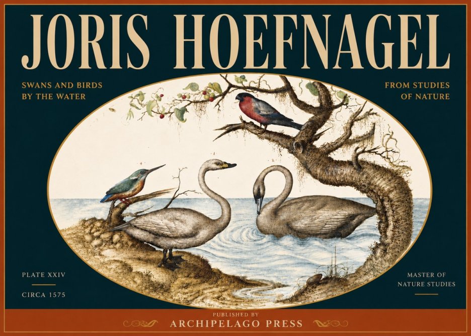 Joris Hoefnagel Swans and Birds by the Water No5 - Poszter