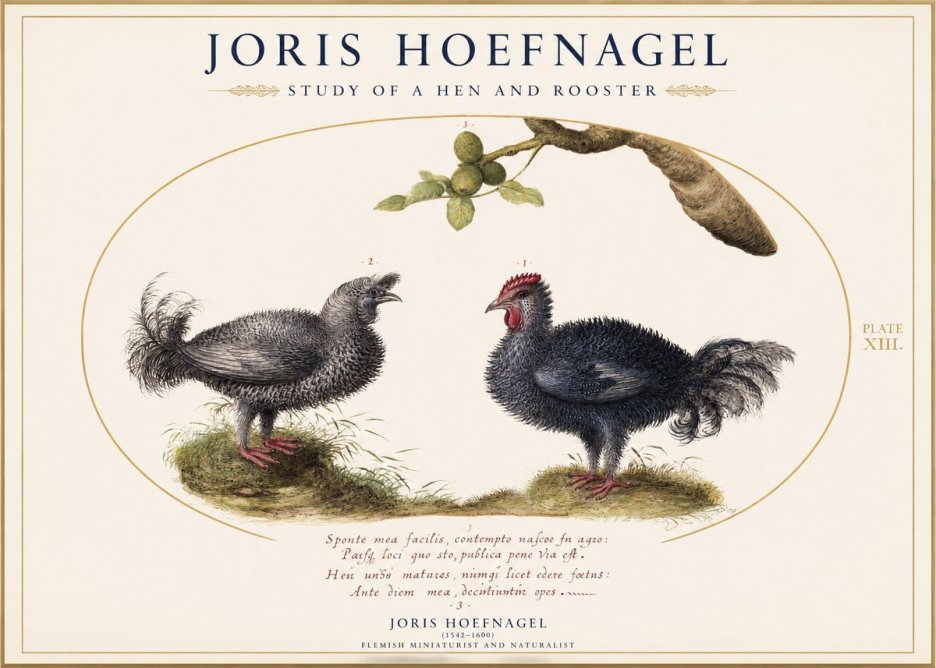Joris Hoefnagel Study of a Hen and Rooster No1 - Poszter