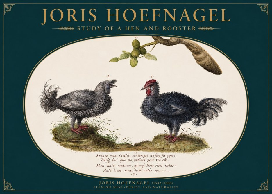 Joris Hoefnagel Study of a Hen and Rooster No2 - Poszter