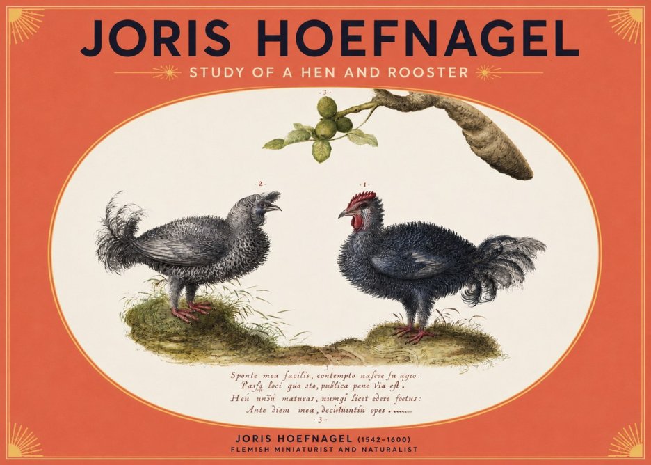 Joris Hoefnagel Study of a Hen and Rooster No3 - Poszter