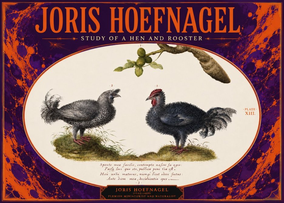 Joris Hoefnagel Study of a Hen and Rooster No4 - Poszter