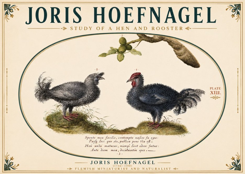 Joris Hoefnagel Study of a Hen and Rooster No6 - Poszter