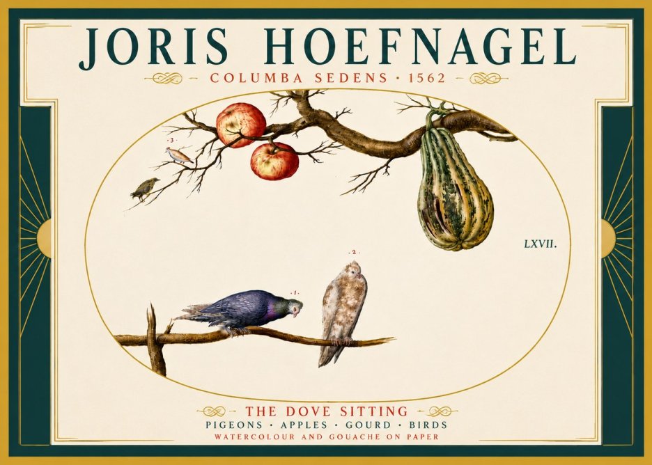 Joris Hoefnagel Pigeons Sitting. No6 - Poszter