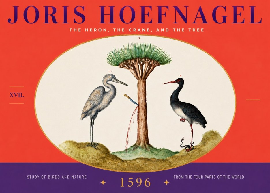 Joris Hoefnagel The Heron, the Crane, and the Tree No4 - Poszter