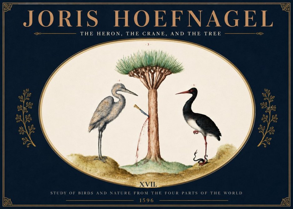 Joris Hoefnagel The Heron, the Crane, and the Tree No5 - Poszter