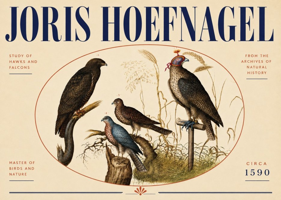 Joris Hoefnagel Studies of Hawks and Falcons No5 - Poszter