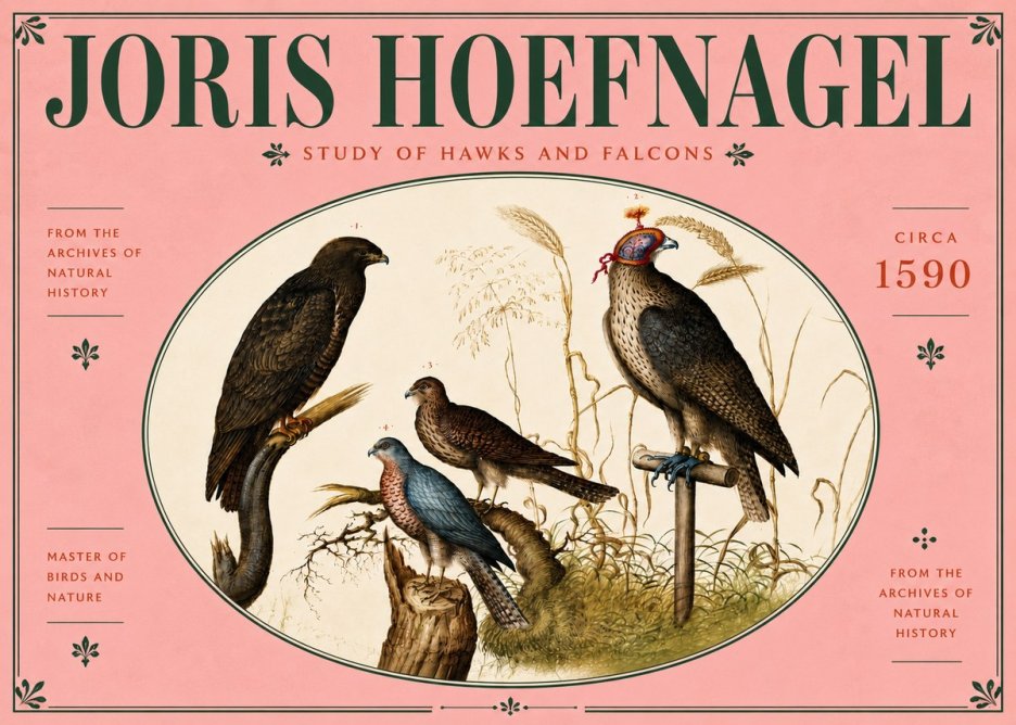 Joris Hoefnagel Studies of Hawks and Falcons No6 - Poszter