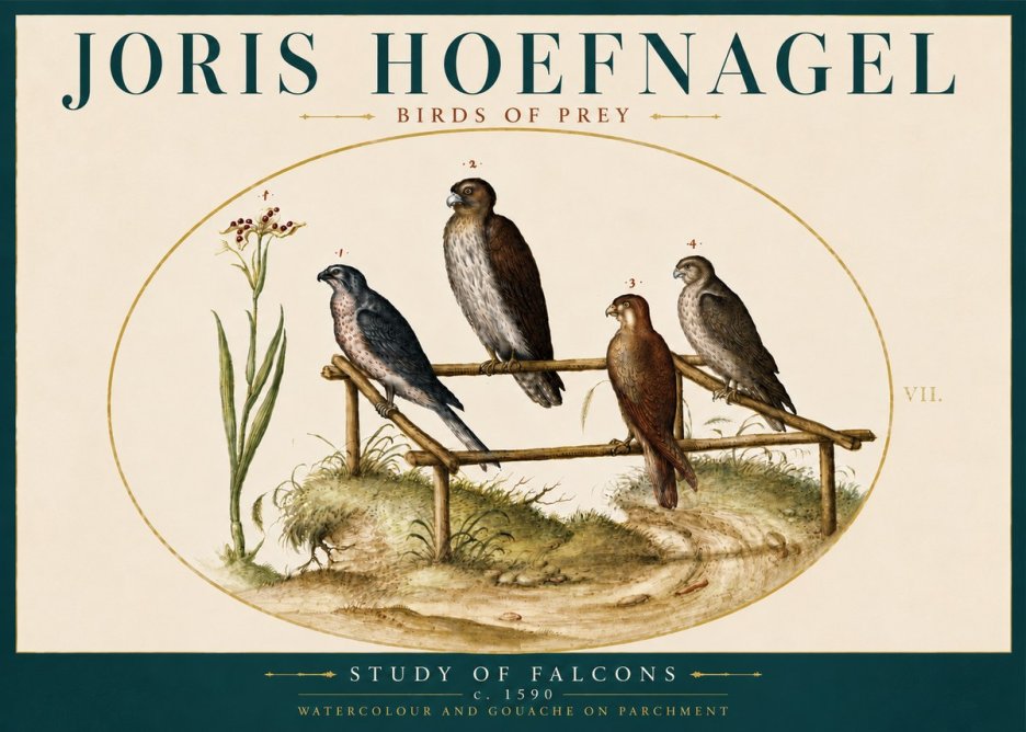Joris Hoefnagel Study of Falcons No5 - Poszter