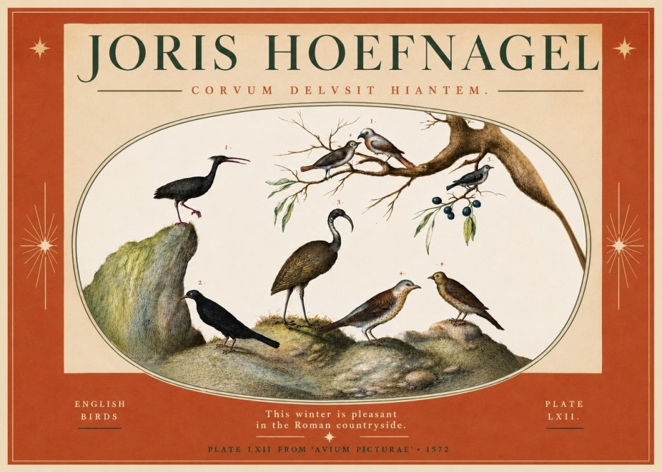 Joris Hoefnagel English Birds Plate Lxii No4 - Poszter