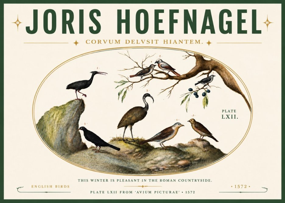 Joris Hoefnagel English Birds Plate Lxii No6 - Poszter