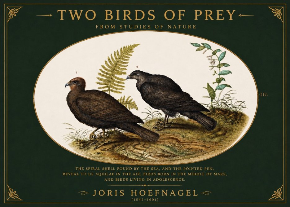 Joris Hoefnagel Two Birds of Prey - from Studies of Nature No2 - Poszter