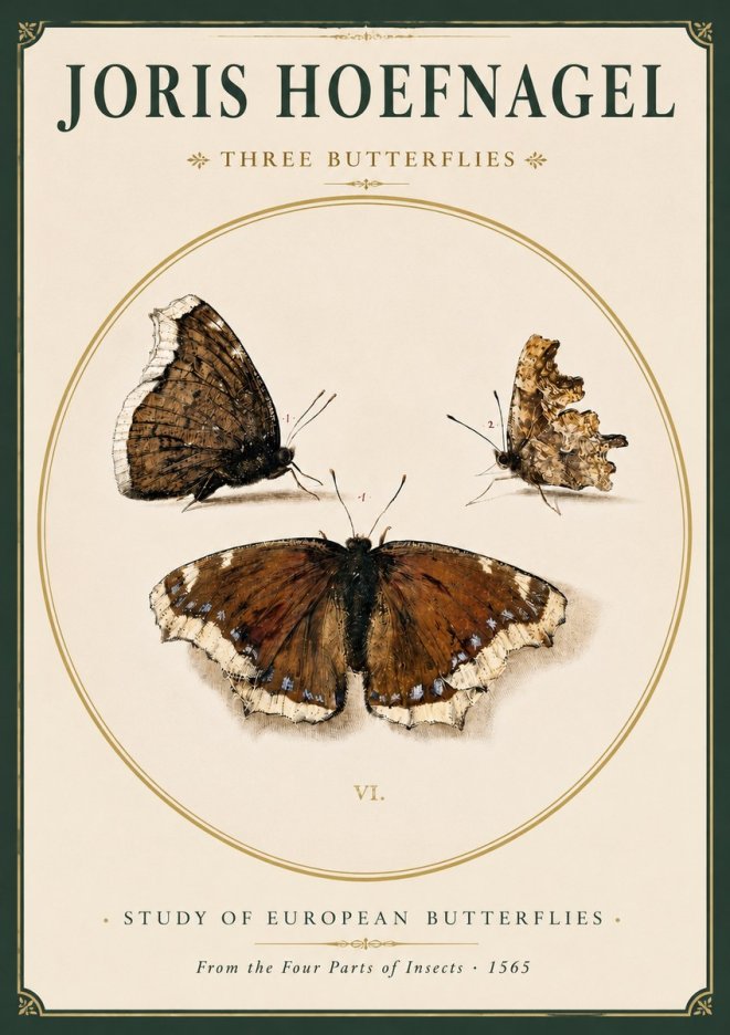 Joris Hoefnagel Three Butterflies I No3 - Poszter