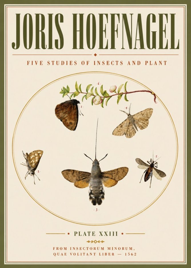 Joris Hoefnagel Five Studies of Insects and Plant No6 - Poszter