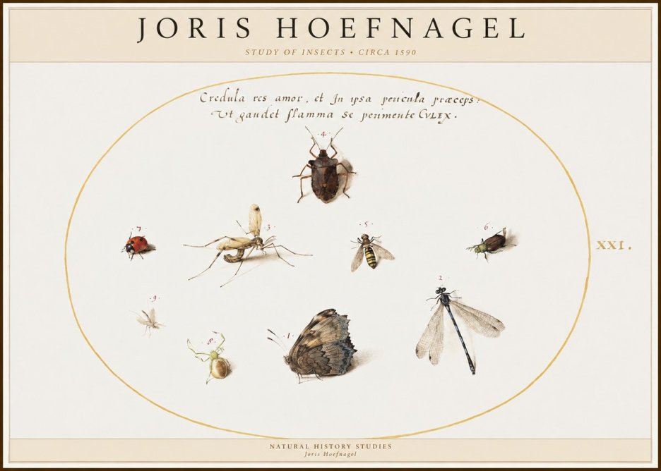 Joris Hoefnagel Study of Insects • Circa 1590 No1 - Poszter